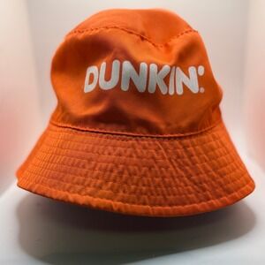 Dunkin Donuts Bucket Hat Orange Reversible Coffee Cup Pattern